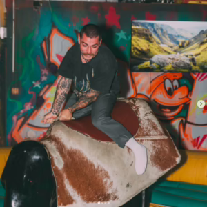 Man on a mechanical bull